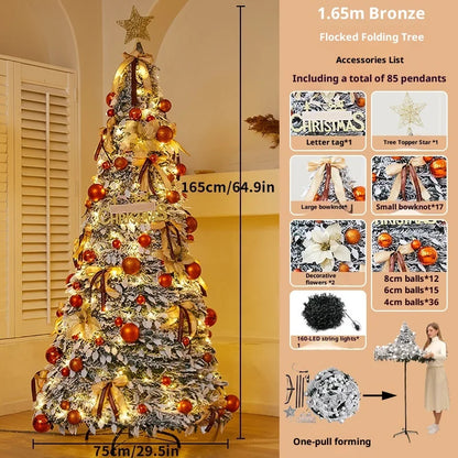 Foldable LED Christmas tree beautifully decorated in modern living room interior